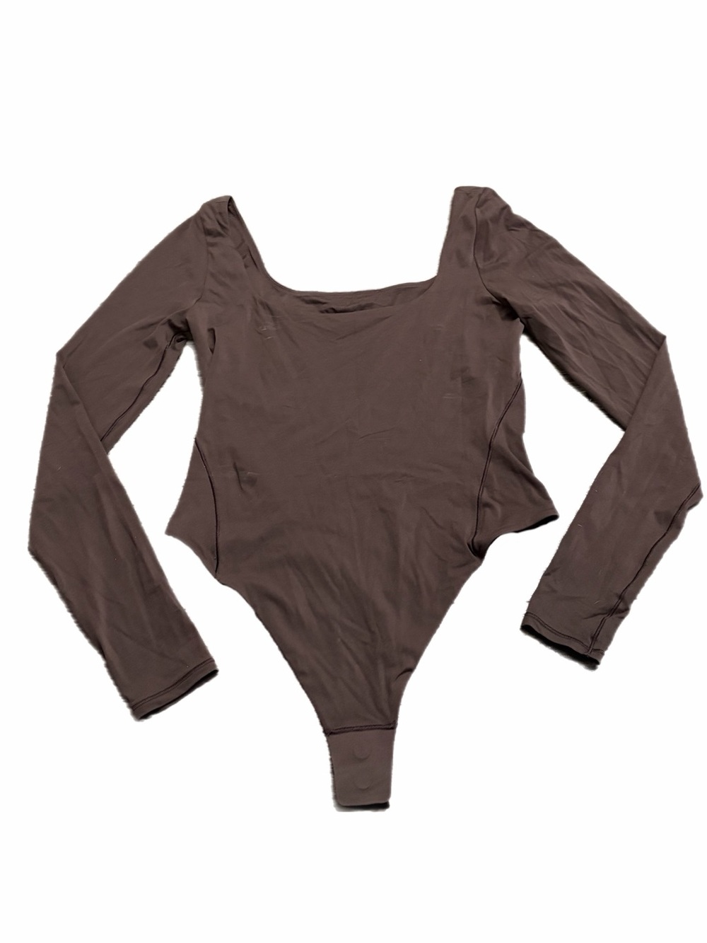 Lululemon Wundermost Ultra Soft Nulu Square-Neck Long-Sleeve Bodysuit Espresso M